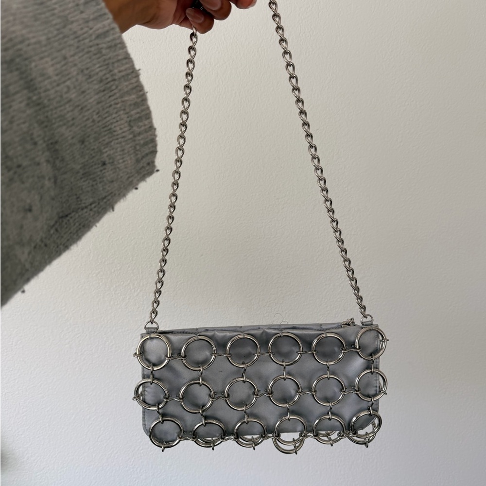 Guess Y2K Ring Chain Silver Metal Purse